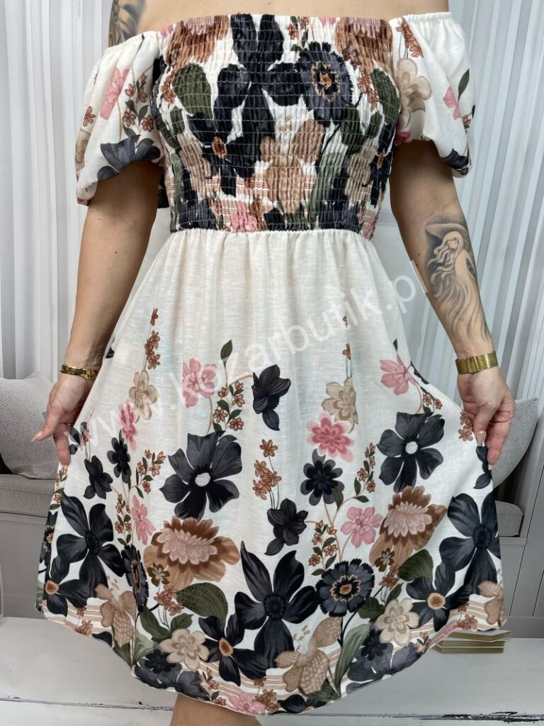 Sukienka Hiszpanka Lniana Czarna