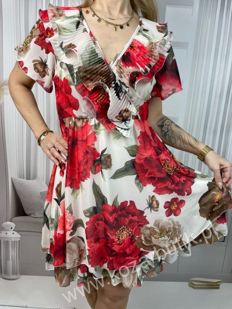 Sukienka z Plisą Czerwona