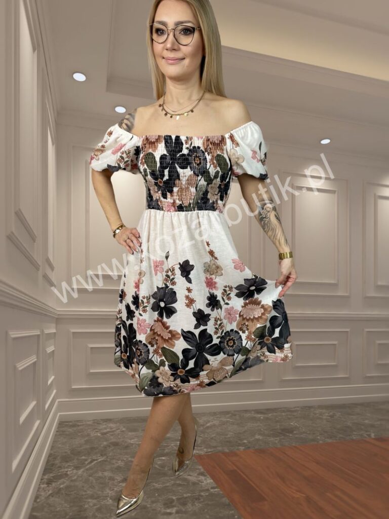 Sukienka Hiszpanka Lniana Czarna