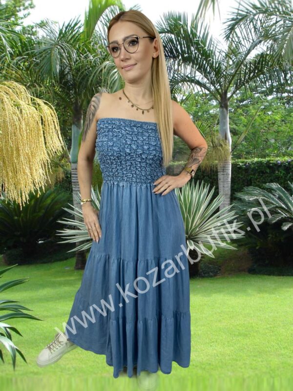 Sukienka Liocel  Maxi Jasny JEANS