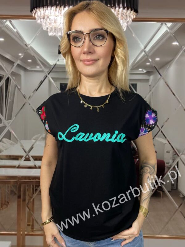 Koszulka ze wzorem Szydełkowym Czarna 1