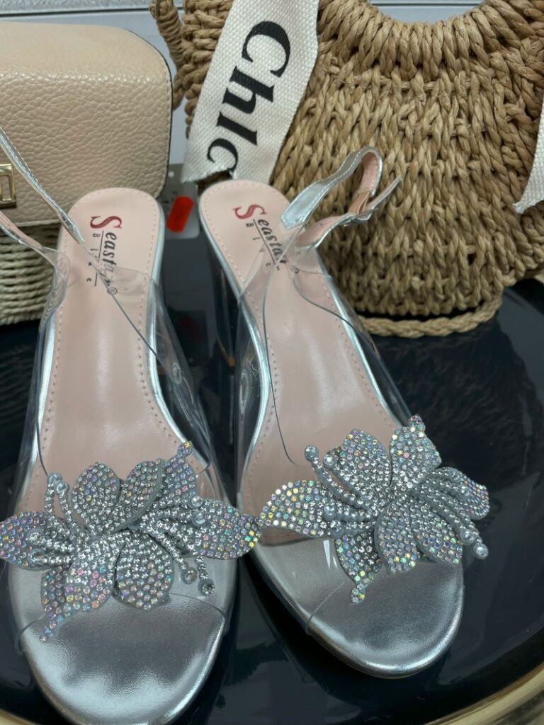 Sandały na Słupku Srebrne