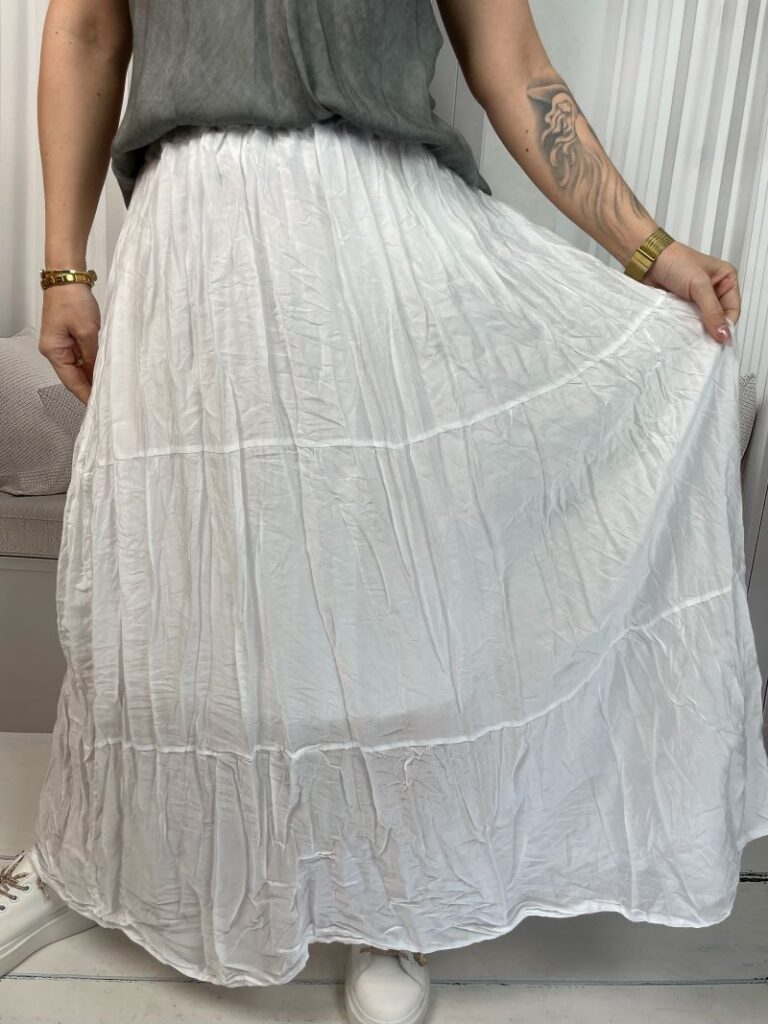 Spódnica Maxi Gnieciona Biała