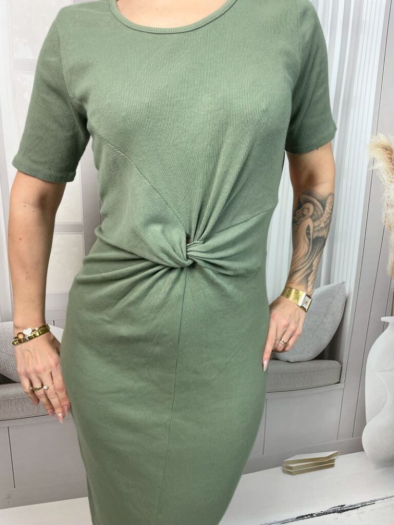 Sukienka z Wiązaniem Oliwka Sukienka z Wiązaniem Oliwka