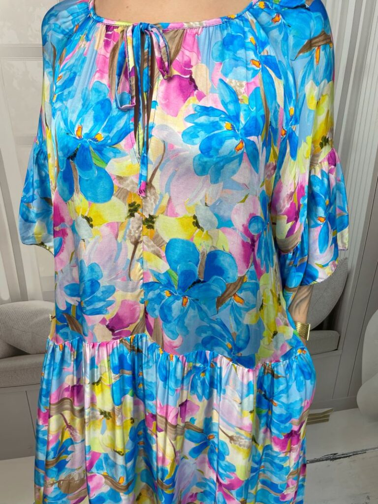 Sukienka z Wiskozy Jedwabnej Turkus Sukienka z Wiskozy Jedwabnej Turkus