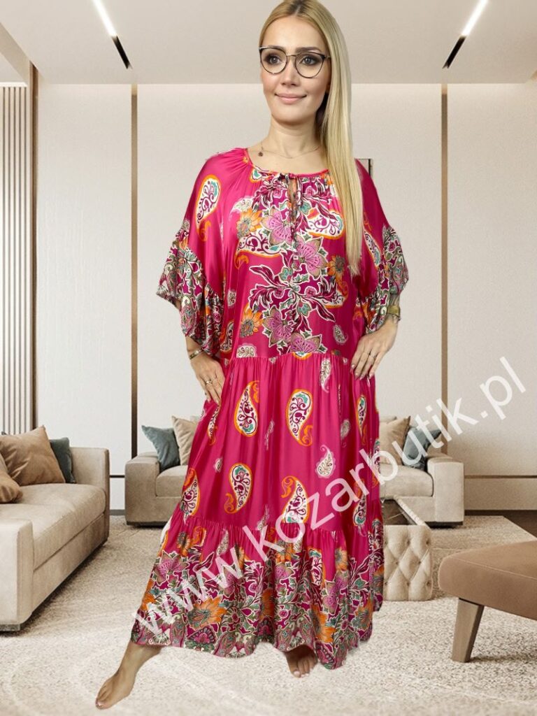 Sukienka z Wiskozy Jedwabnej Malina