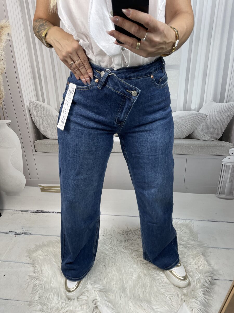 Spodnie Wide Leg Ciemny Granat - obrazek 2