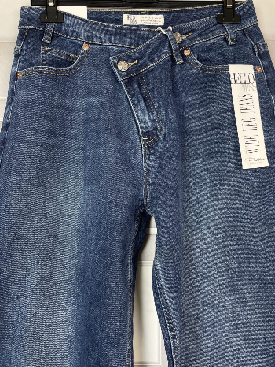 Spodnie Wide Leg Ciemny Granat - obrazek 3