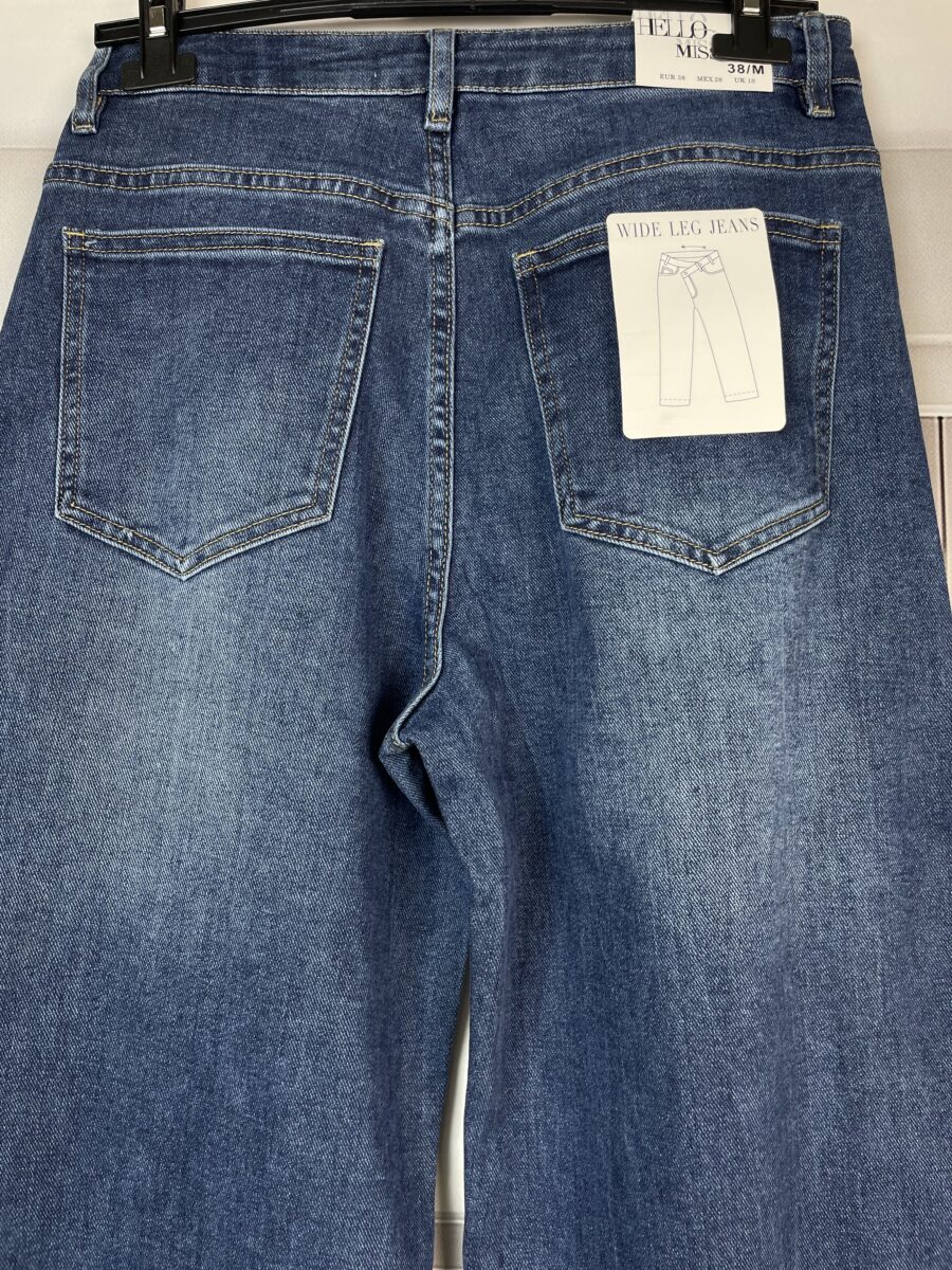 Spodnie Wide Leg Ciemny Granat - obrazek 4