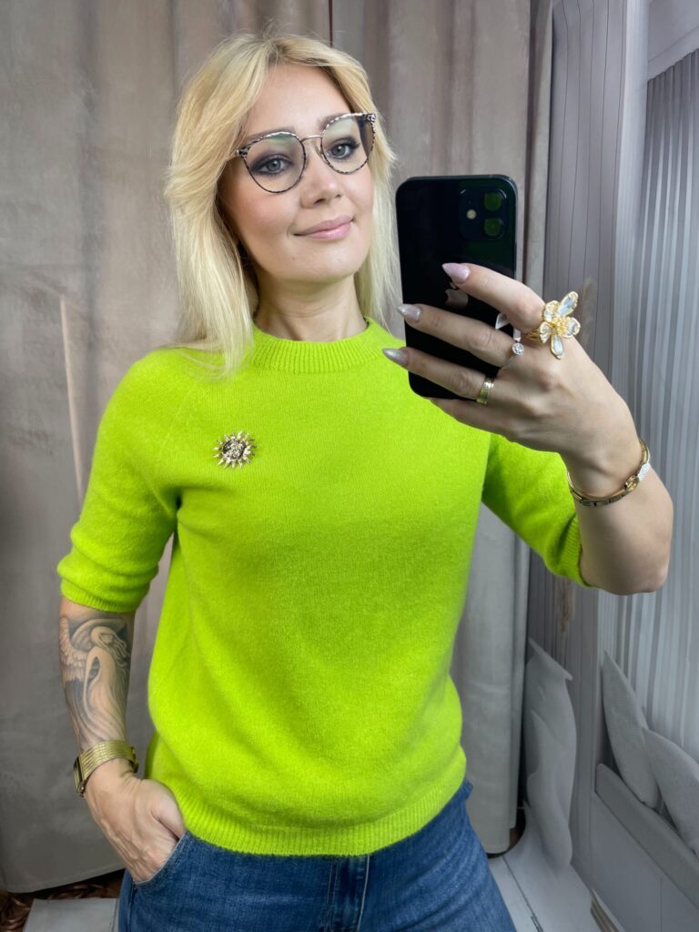 Sweter z Alpaką Baby Limonka