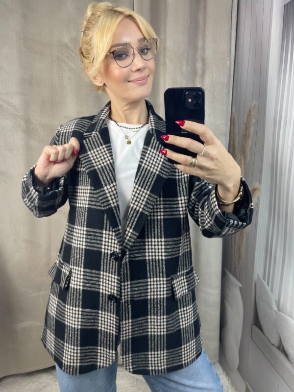 Marynarka Oversize w Kratę - Czarna