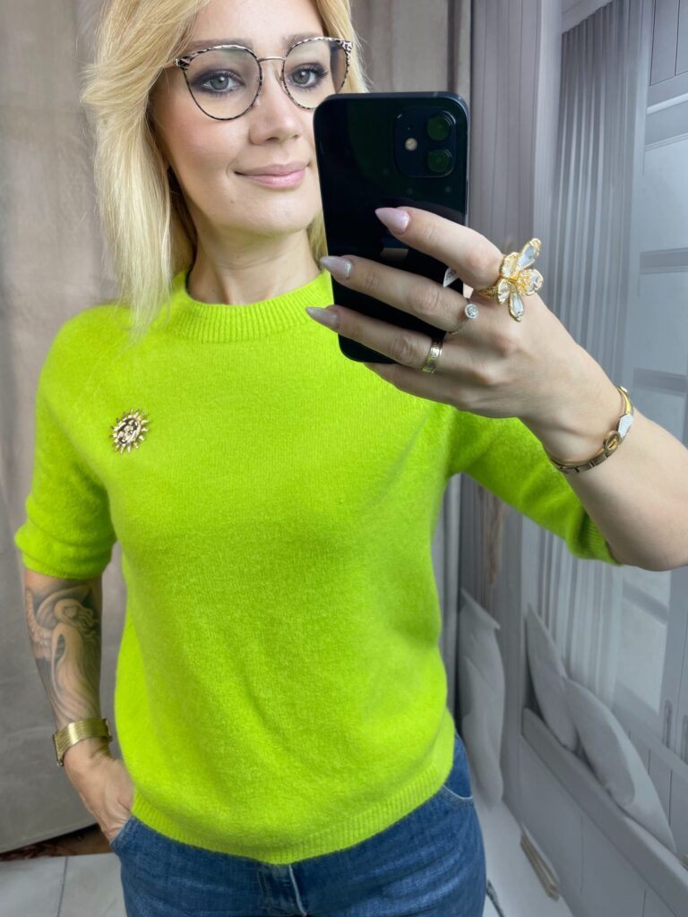 Sweter z Alpaką Baby Limonka