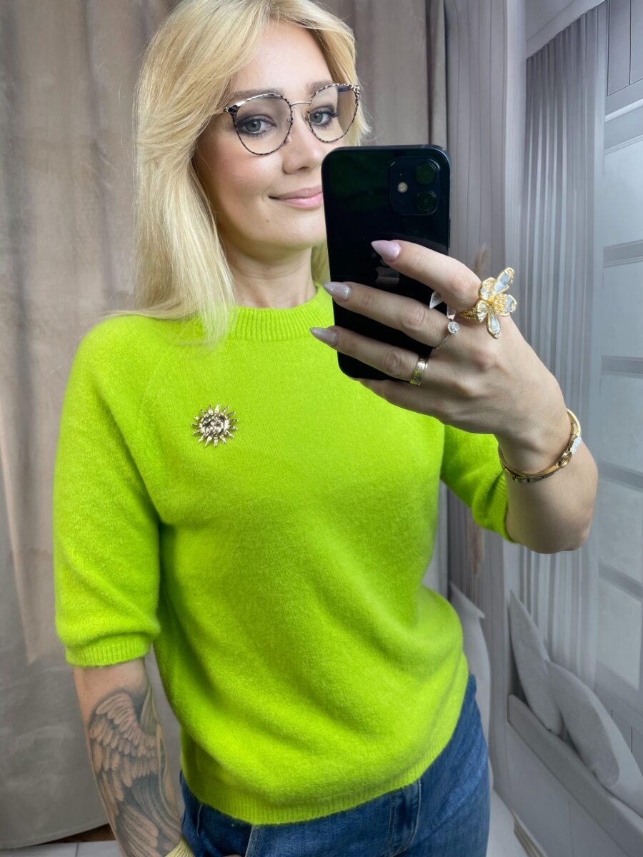 Sweter z Alpaką Baby Limonka - obrazek 3