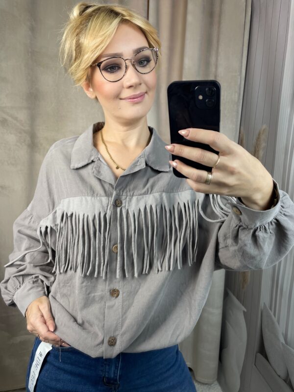 Koszula Sztruksowa z Frędzlami Fango