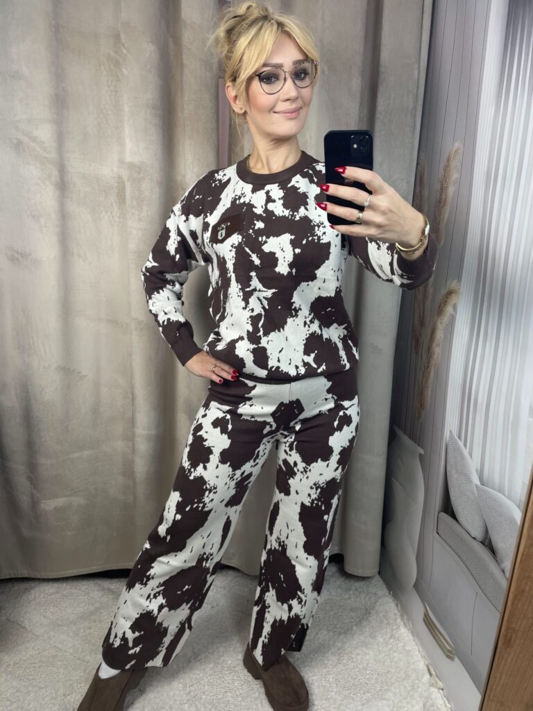 Komplet Dzianinowy Krówka Czekolada