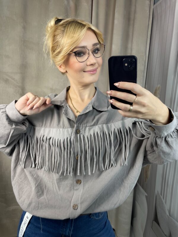 Koszula Sztruksowa z Frędzlami Fango