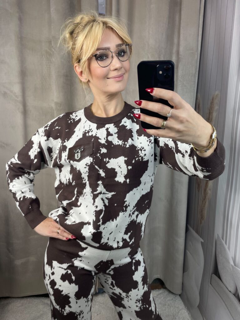 Komplet Dzianinowy Krówka Czekolada