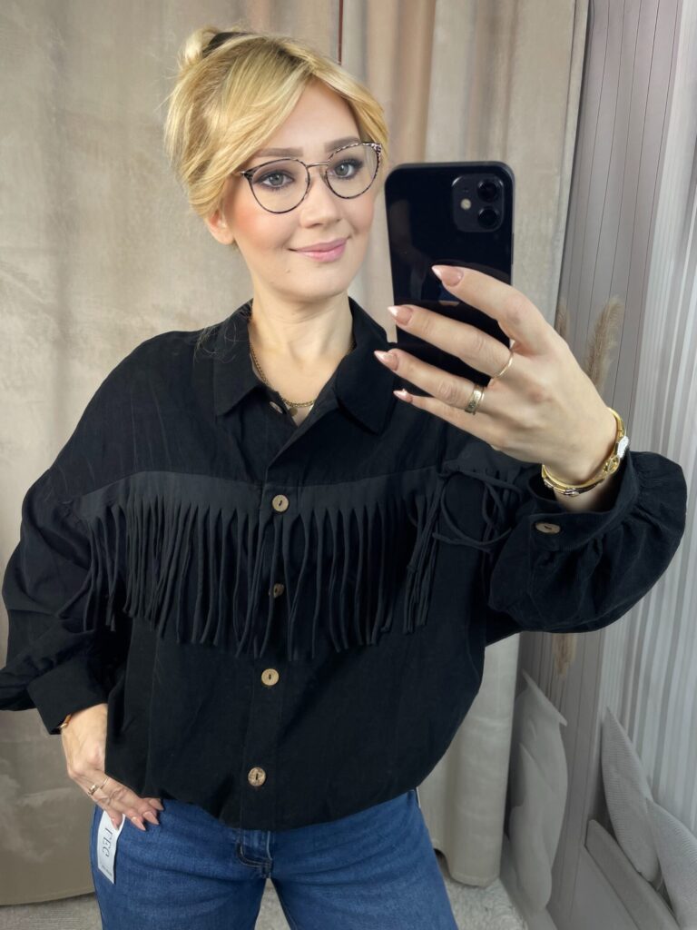 Koszula Sztruksowa z Frędzlami Czarana