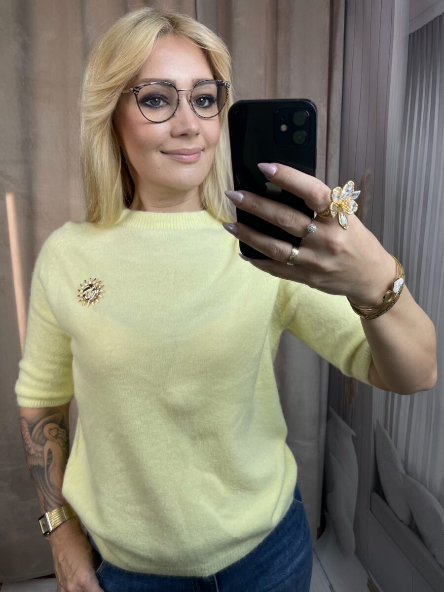 Sweter z Alpaką Baby Żółty - obrazek 3