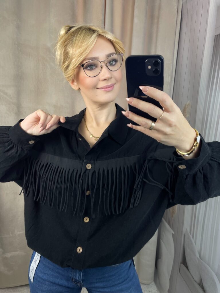 Koszula Sztruksowa z Frędzlami Czarana Koszula Sztruksowa z Frędzlami Czarana