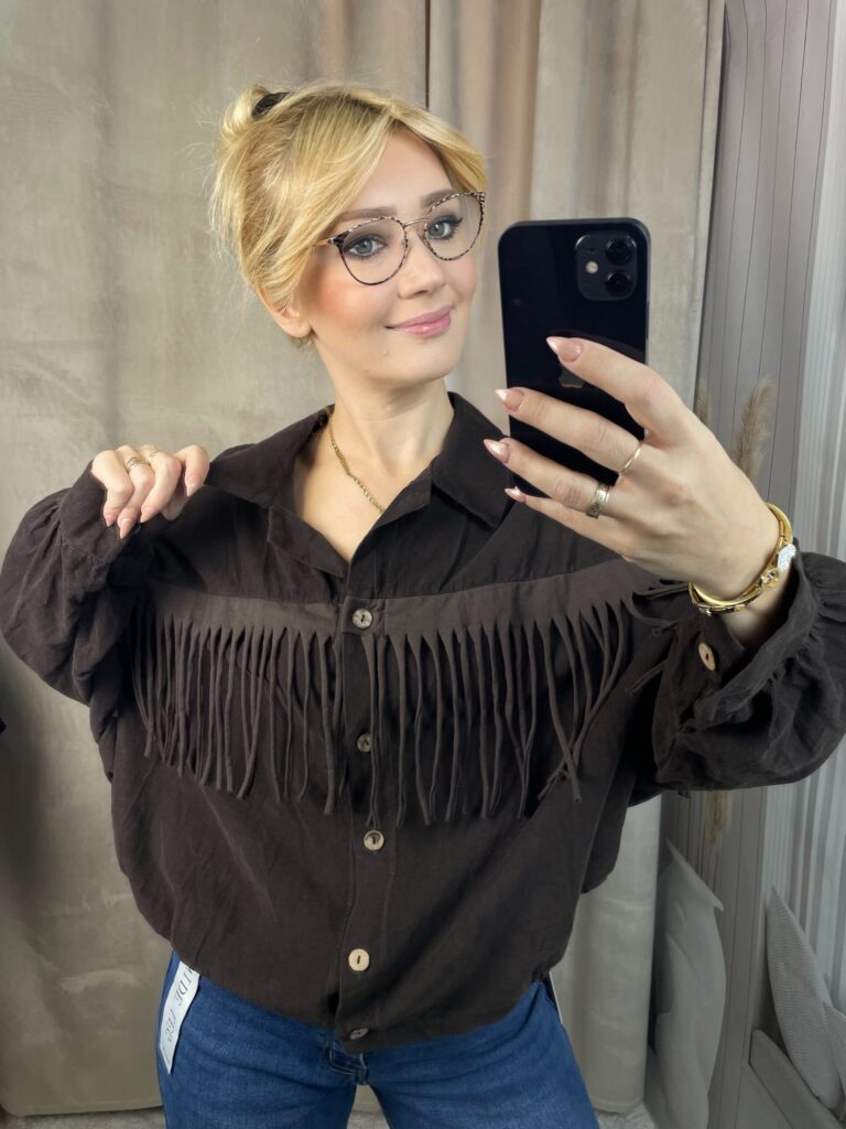 Koszula Sztruksowa z Frędzlami Czekolada Koszula Sztruksowa z Frędzlami Czekolada