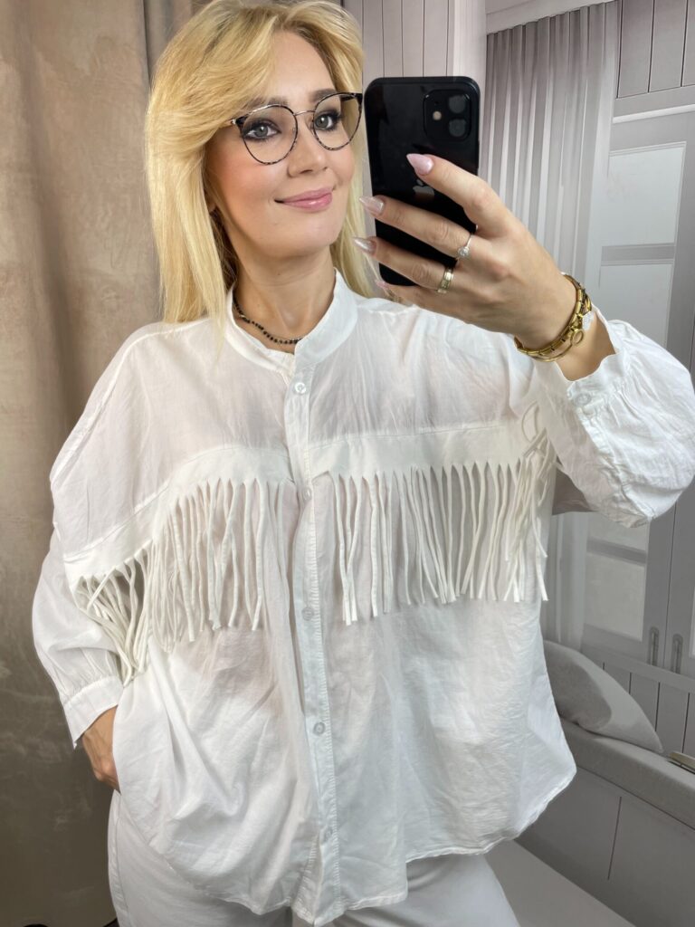 Koszula z Frędzlami Biała