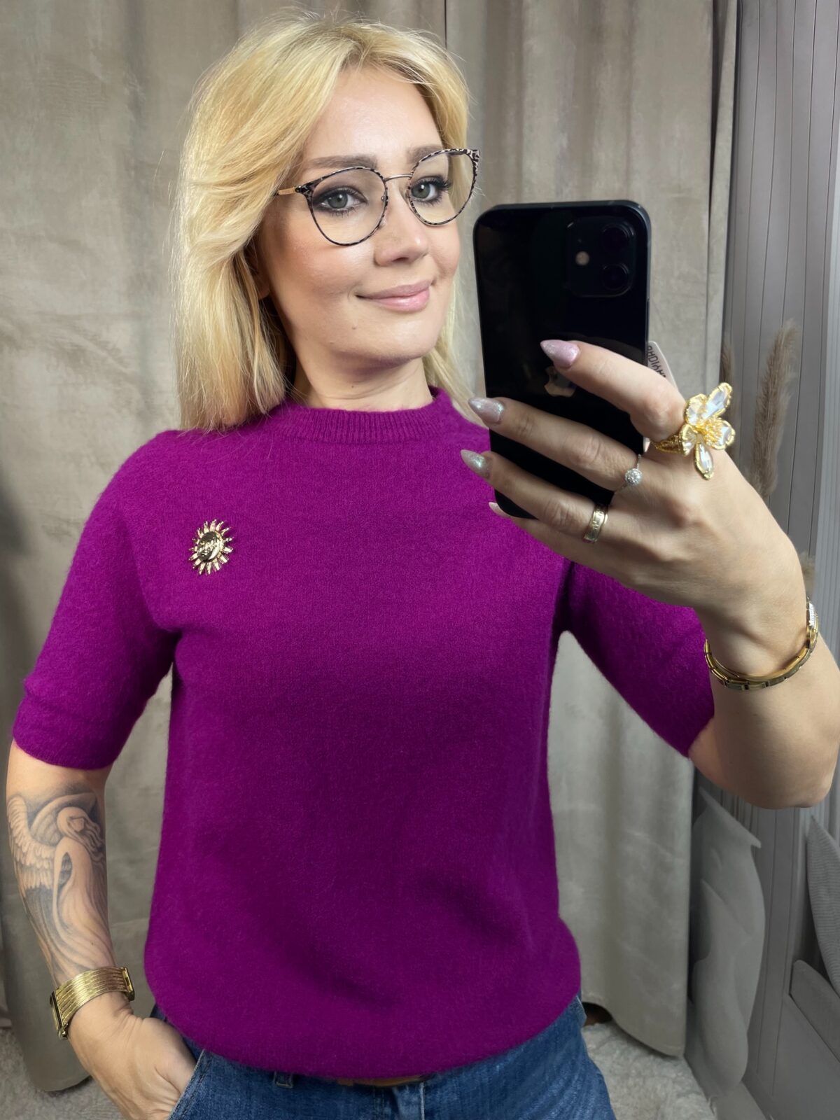 Sweter z Alpaką Baby Fuksja