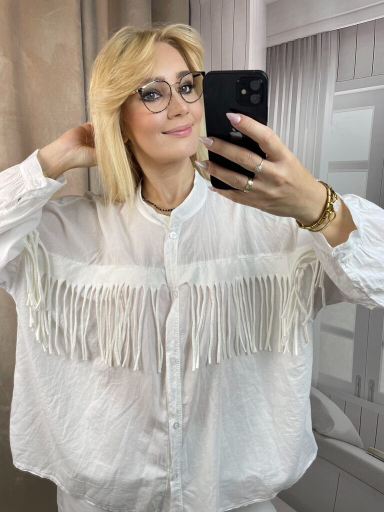 Koszula z Frędzlami Biała