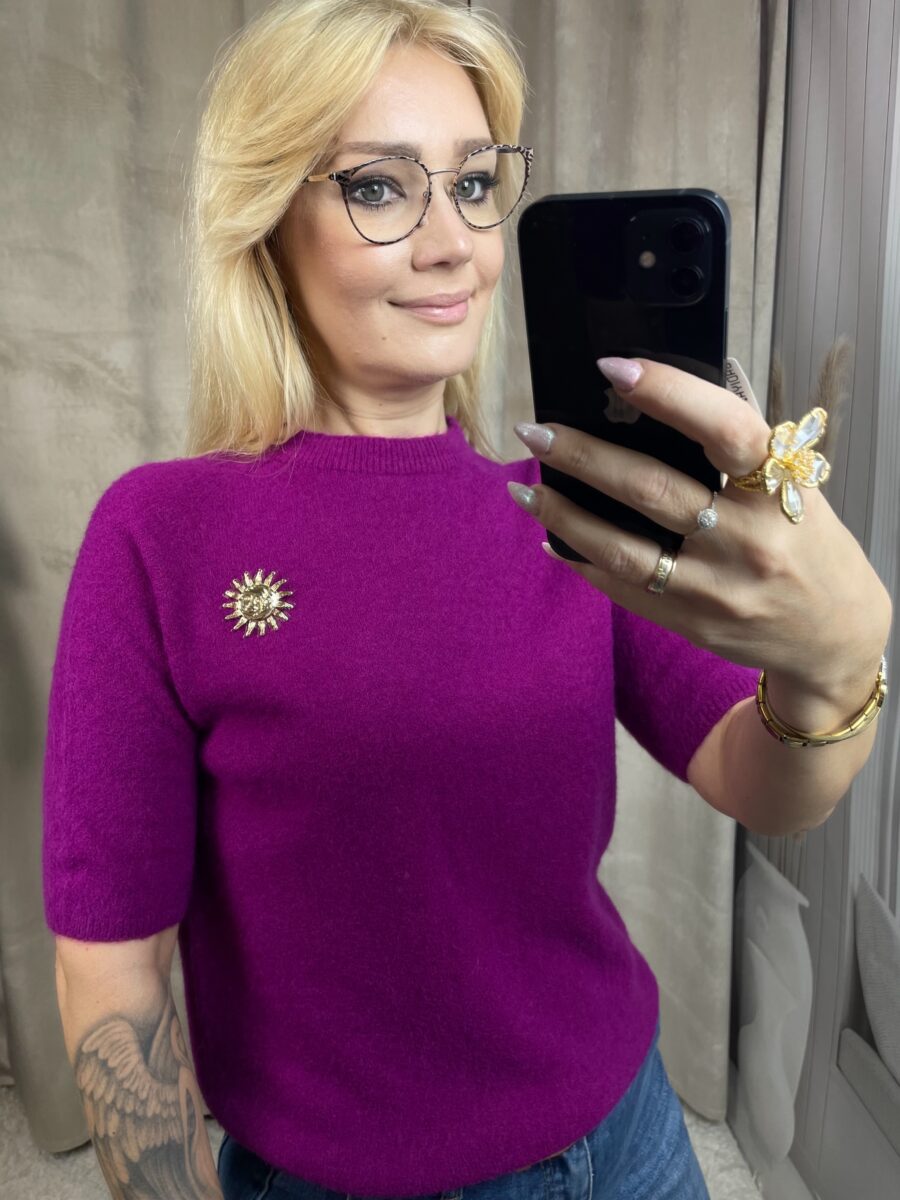 Sweter z Alpaką Baby Fuksja - obrazek 2