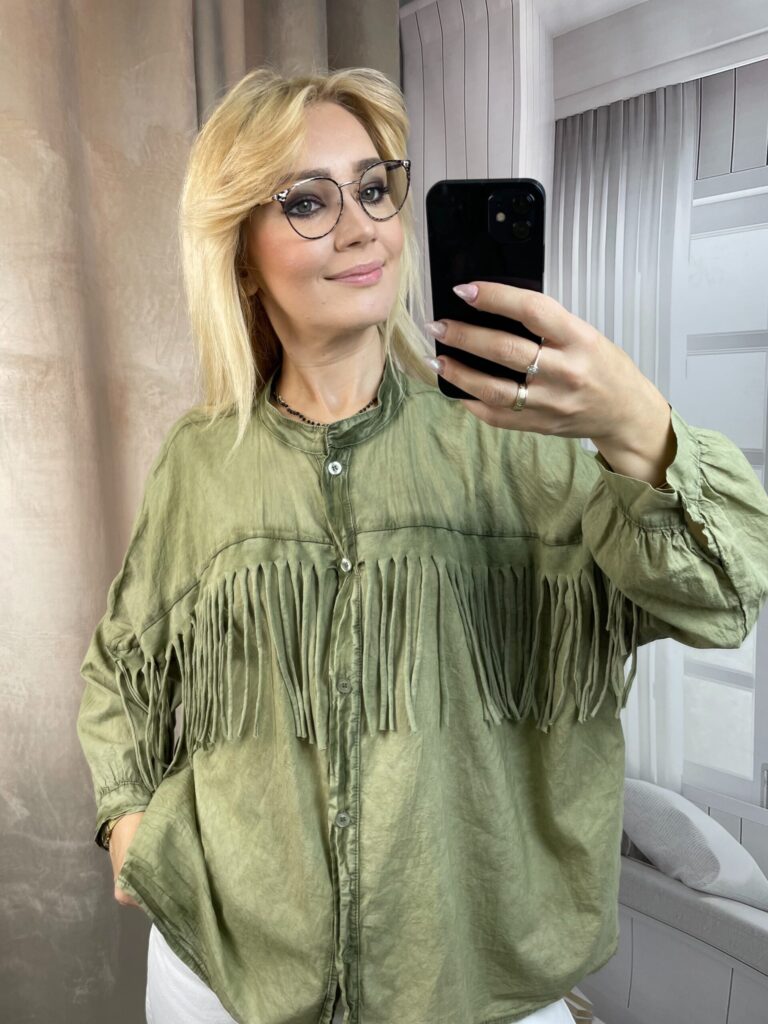 Koszula z Frędzlami Oliwka