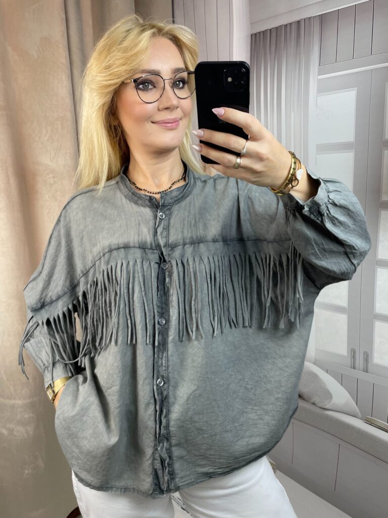 Koszula z Frędzlami Szara