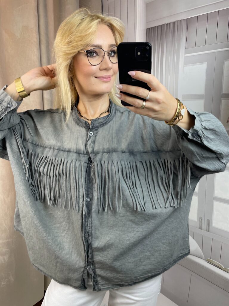 Koszula z Frędzlami Szara