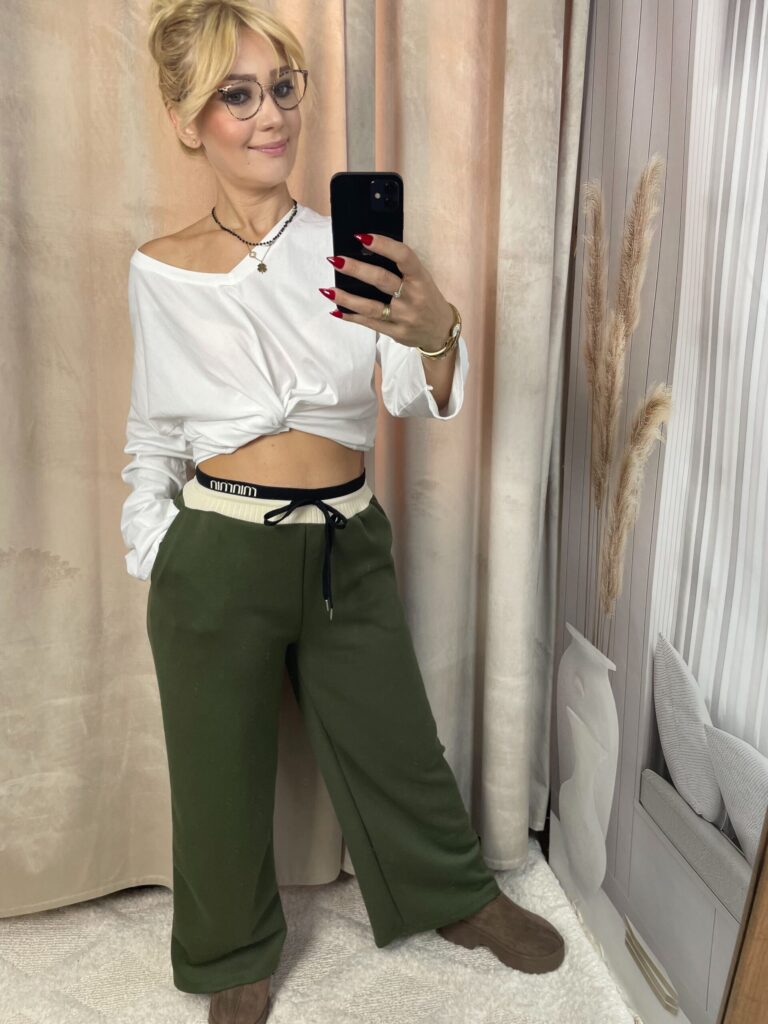 Spodnie Dresowe ( Masełko) Szwedy Oliwka