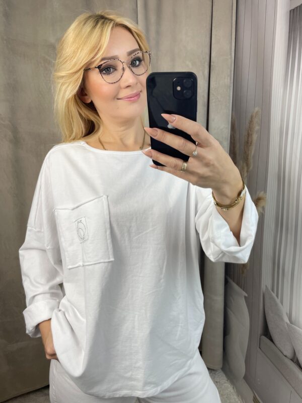 Bluzka z Kieszonką I Love - Biała