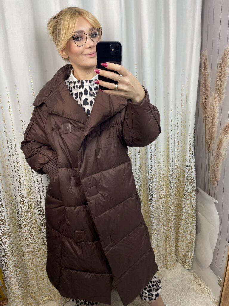 Płaszcz Puchowy Czekolada