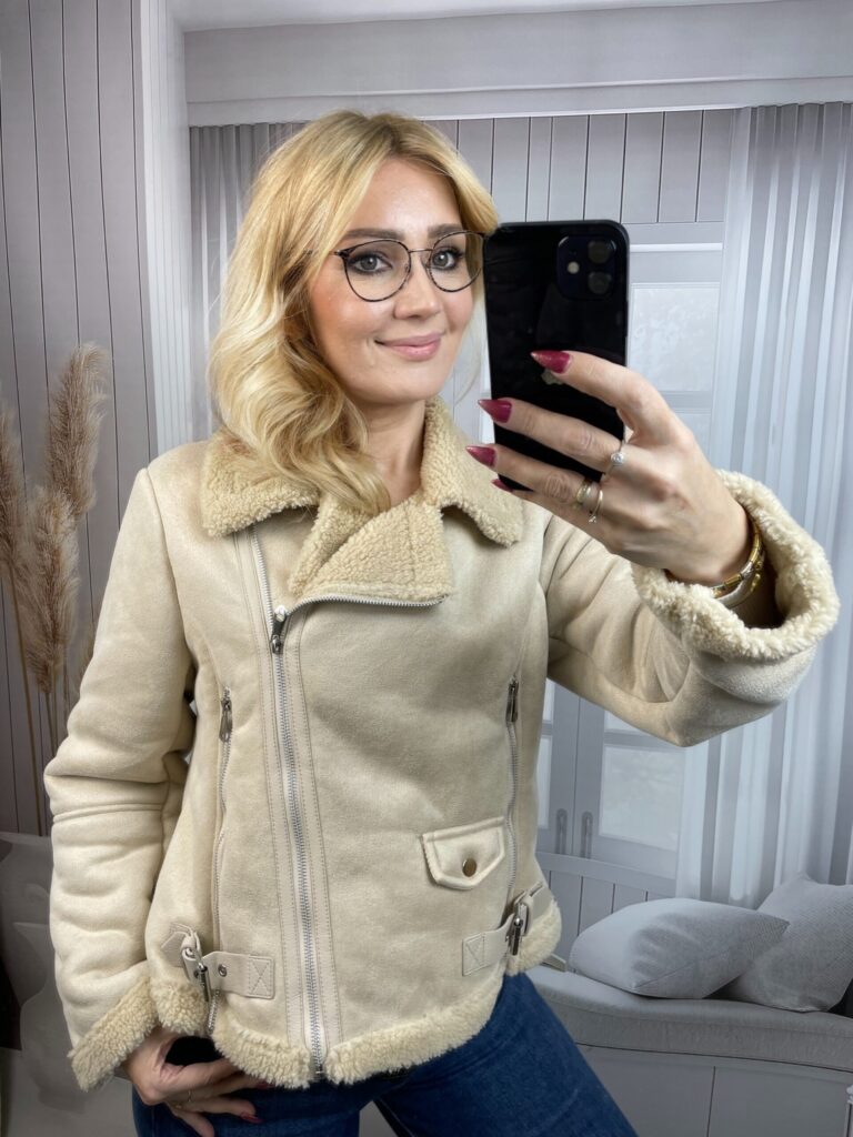 Kożuszek Typu Ramoneska Jasny Beż