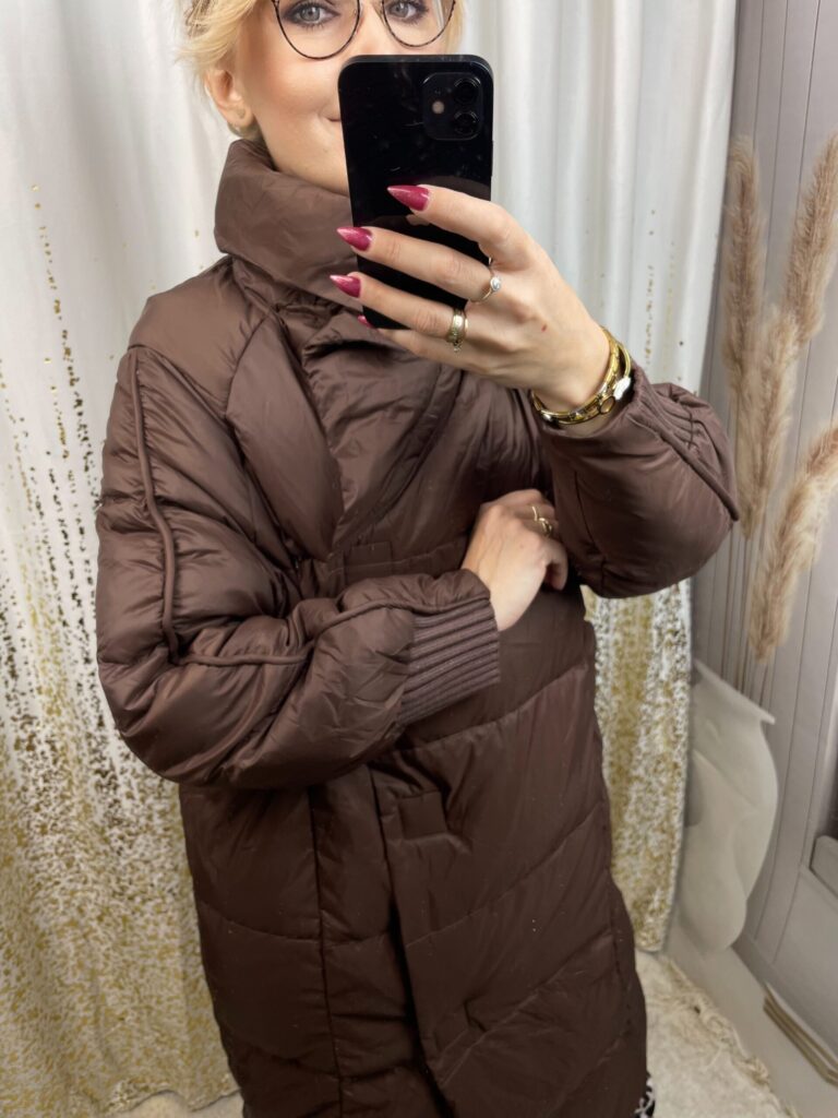 Płaszcz Puchowy Czekolada