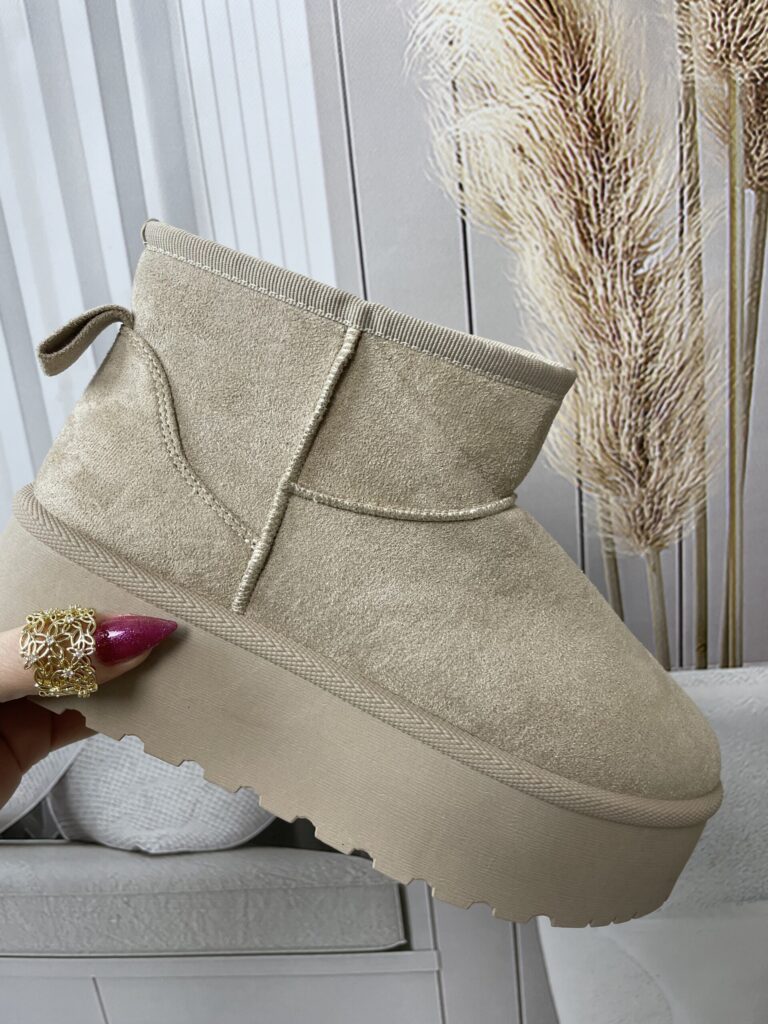 Śniegowce Na Platformie Jasny Beż