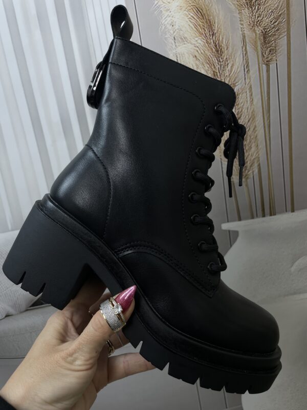 Oficerki Sznurowane z Eko-Skóry Czarne