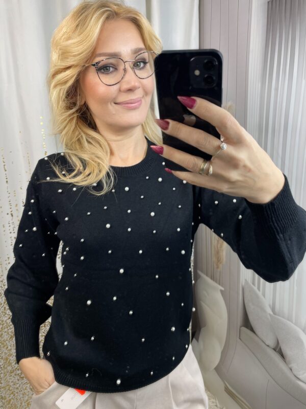 Sweter z Perełkami Czarny