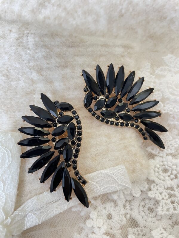 Klipsy Cyrkoniowe Skrzydła - Czarne