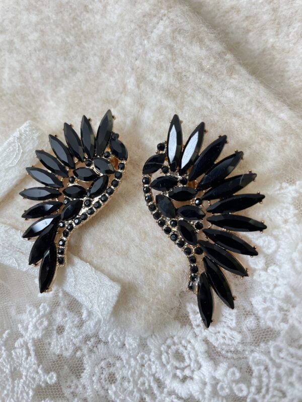 Klipsy Cyrkoniowe Skrzydła - Czarne Klipsy Cyrkoniowe Skrzydła - Czarne