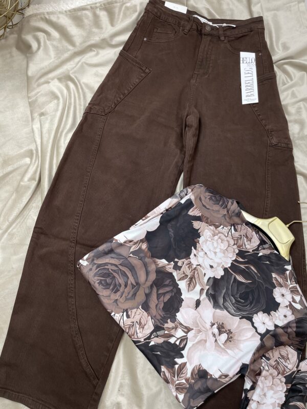 Spodnie Balloon - Czekolada z Przeszyciami