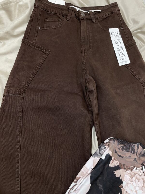 Spodnie Balloon - Czekolada z Przeszyciami