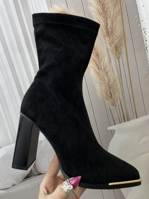 Botki z Eko-Zamszu na Słupku Czarne