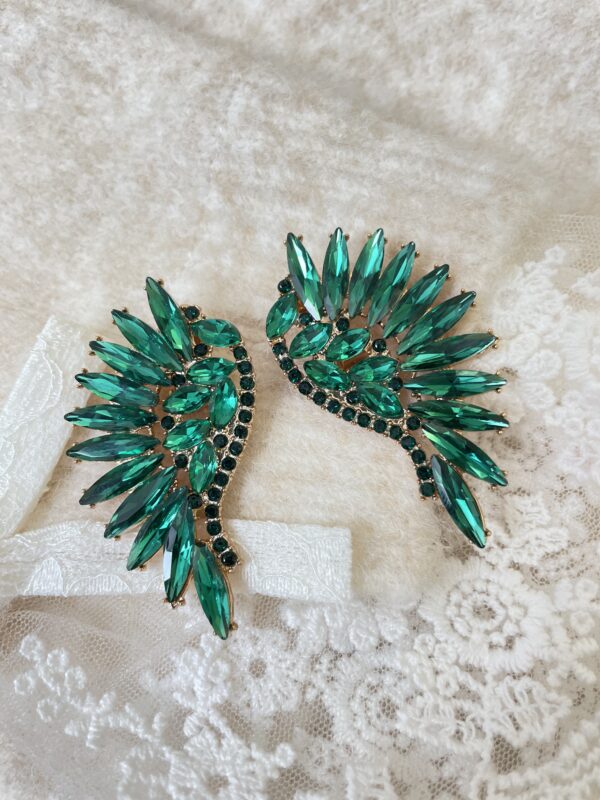 Klipsy Cyrkoniowe Skrzydła - Zielone Klipsy Cyrkoniowe Skrzydła - Zielone