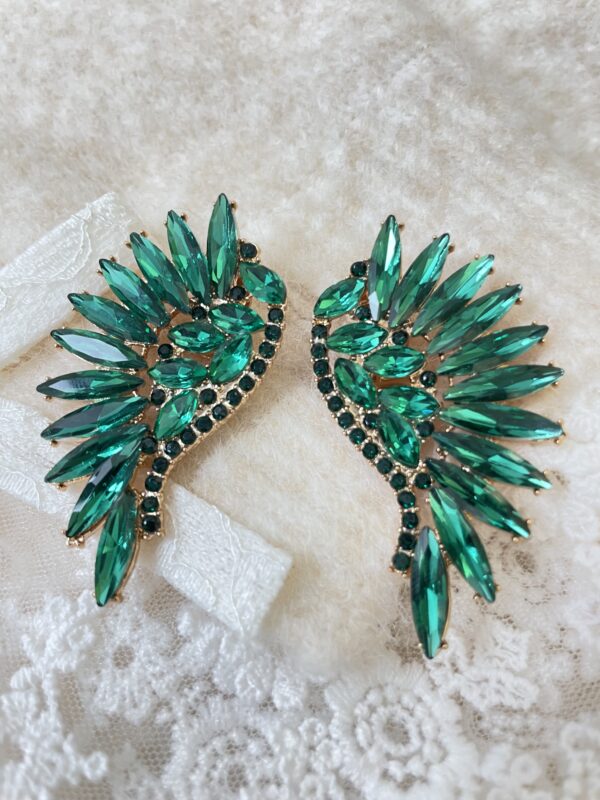 Klipsy Cyrkoniowe Skrzydła - Zielone