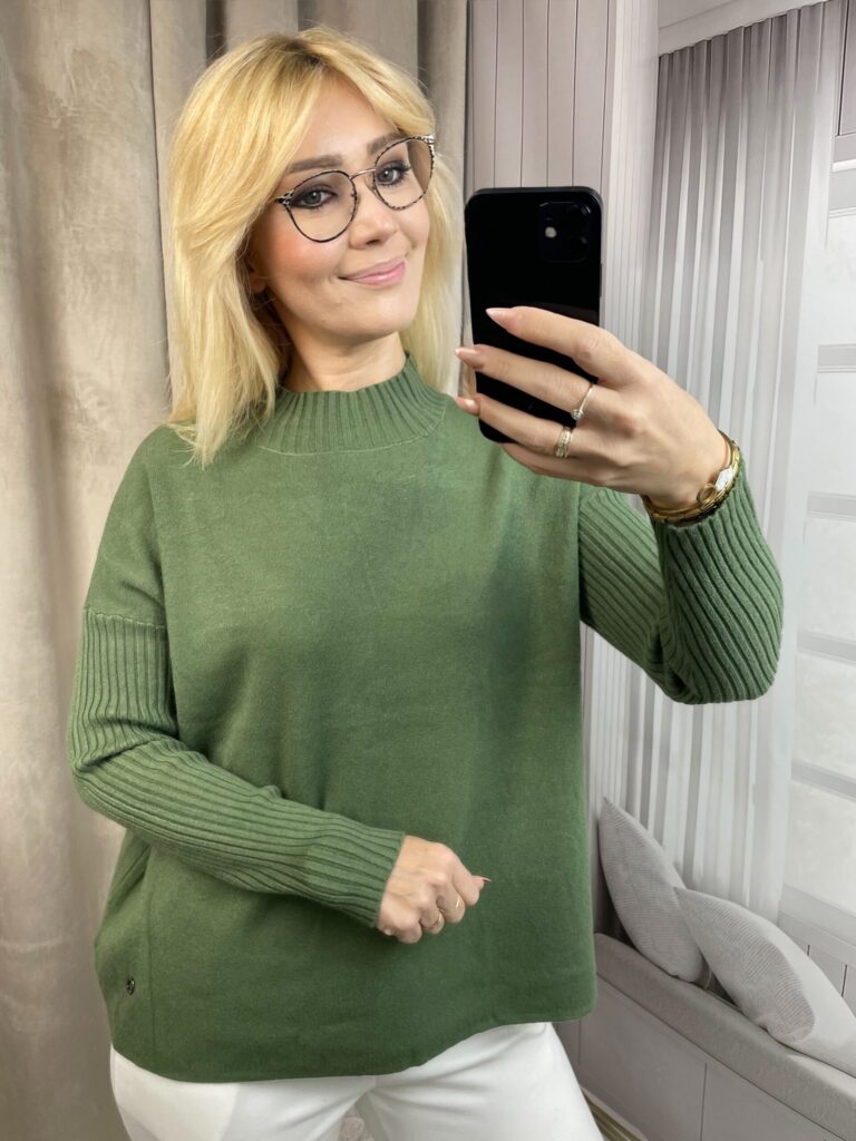 Półgolf z Kaszmirem Oliwka L/XL Półgolf z Kaszmirem Oliwka L/XL