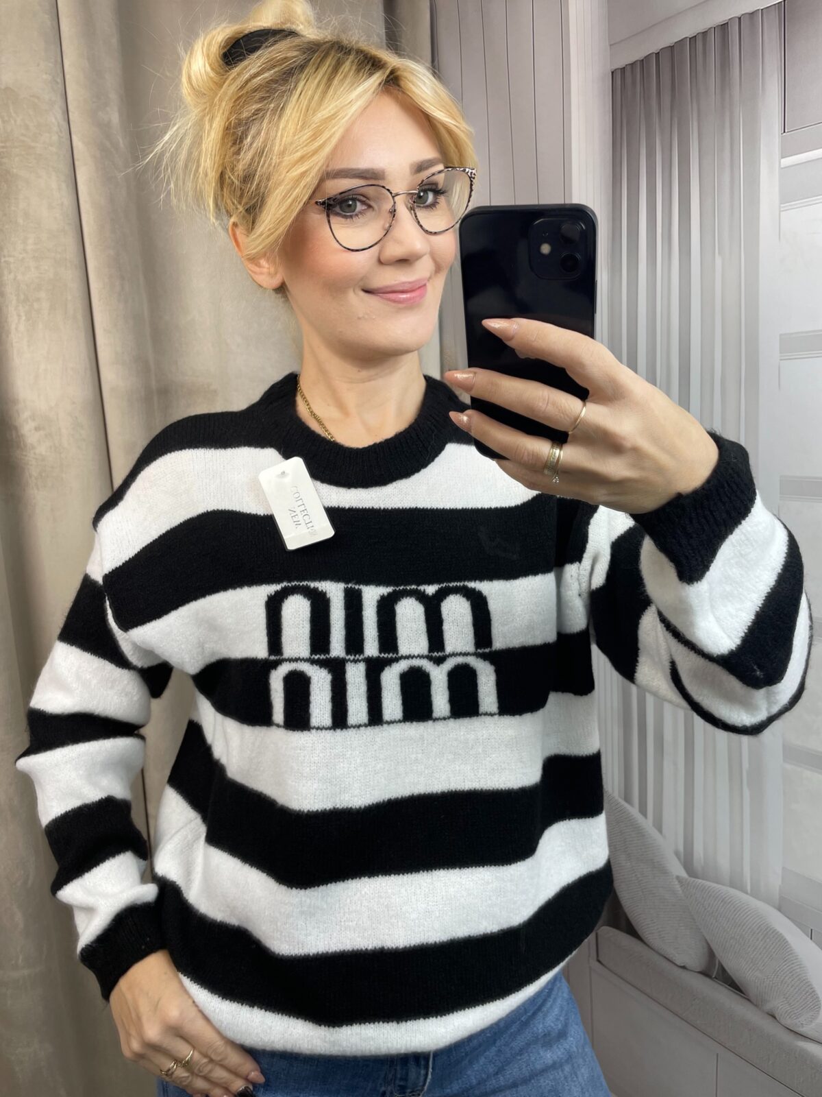 Sweter MIN MIN Czarno-Biały