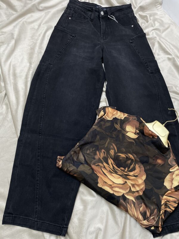 Spodnie Balloon - Czarny z Przetarciami Szarymi